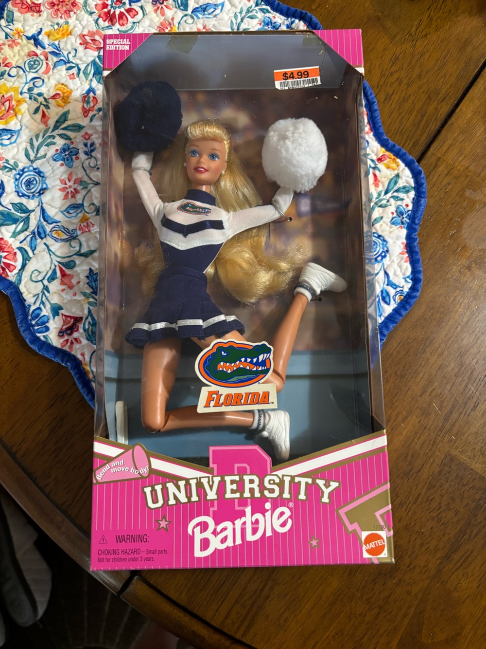 Barbie Pink and Gold University Cheer Doll Box